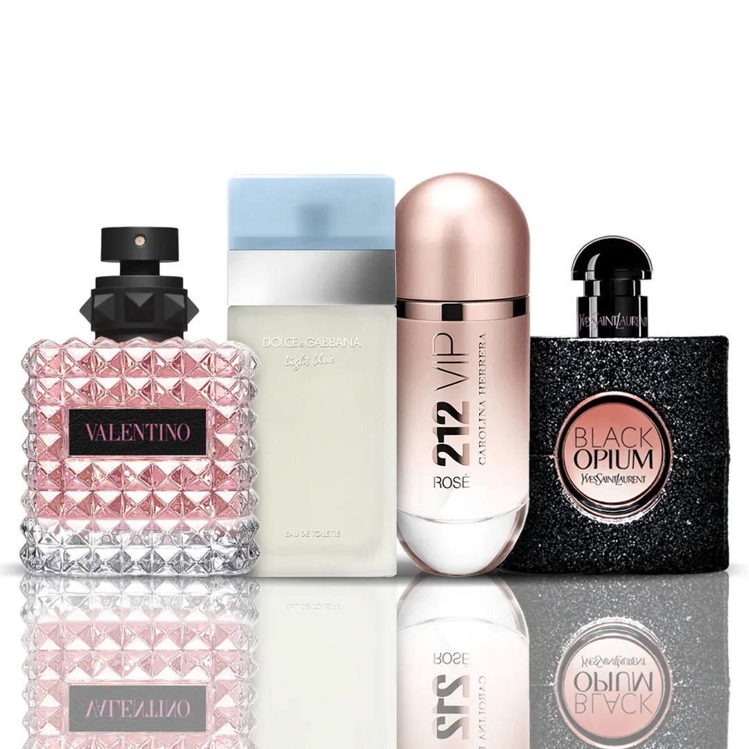 Sada 4 parfémů | Valentino Donna + Light Blue + 212 VIP Rosé + Black Opium
